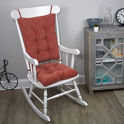 Klear Vu The Gripper Twill Jumbo XL - Juego de Cojines Antideslizantes para Mecedora con Acolchado Grueso, Incluye Almohadilla de Asiento y Almohada de Respaldo con Lazos para Interior de Sala de