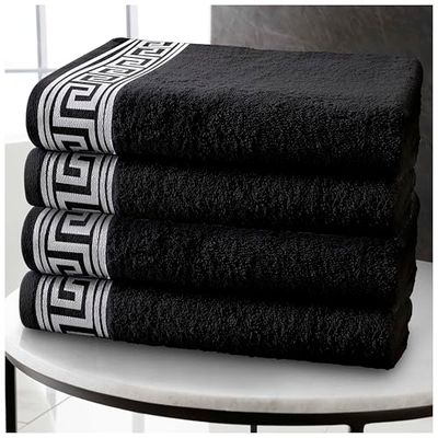 GC GAVENO CAVAILIA handdukar – egyptisk bomullshandduk 4-pack – ultramjuk och mycket absorberande handduk för badrum – snabbtorkande handdukar (50 x 80 cm) – svart