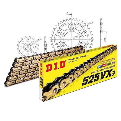 Kettingset DID Stealth 525VX3 / 110 klinknagel slot goud voor Kawasaki ZX-10R 1000 cc Bj. 2004-2005