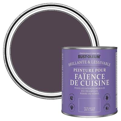 Rust-Oleum Peinture Violette Résistante à l'eau pour Faïence de Cuisine, Finition Brillante - Jus de raisin 750ml