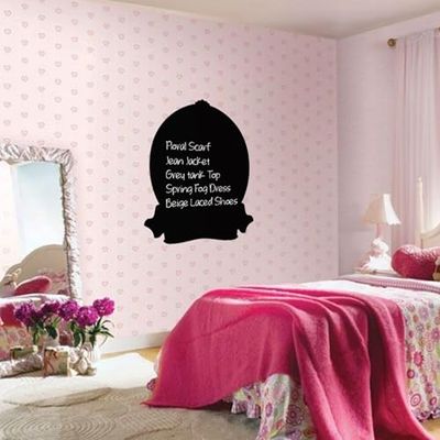 Ambiance Sticker leisteen krijtbord - muurstickers, zelfklevend, afwasbaar, raketdesign, H 40 x B 30 cm
