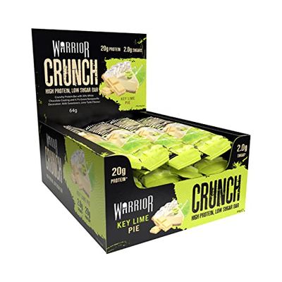 Warrior Crunch - High Protein Bars - 20g Protein Each Bar - Low Carb, Low Sugar Snack - 12 Pack x 64g (Key Lime Pie)