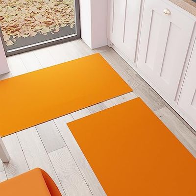 PETTI Artigiani Italiani - Alfombra para Cocina, Alfombra de Cocina, Lavable, Antideslizante, Alfombra para Cocina, Alfombra para Pasillo, Cocina, Color Liso, 52 x 480 cm, Color Naranja, 100% Made in