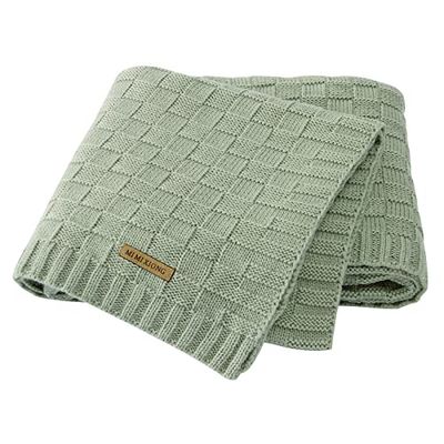LAWKUL Couvertures pour bébé garçon en Tricot torsadé Doux pour Nouveau-né Fille emmaillotage Poussette Berceau Vert Sauge 101,6 x 76,2 cm