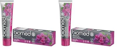 BIOMED Sensitive dentifrice régénérant et cicatrisant pour dents sensibles - dentifrice apaisant sans fluor et 98% naturel - goût menthe légère - sachet de 100g (Lot de 2)