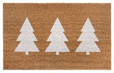 Hanse Home Felpudo de Fibra de Coco para Interior – Felpudo Natural de Coco con árboles de Navidad, Antideslizante, para Pasillo, Entrada – 45 x 75 cm