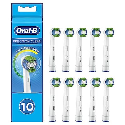Oral-B Precision Clean Testine Spazzolino Elettrico, Confezione da 10 Testine di Ricambio, 3 Tipi di Setole per una Pulizia Precisa e Sbiancante, Indicatore di Utilizzo della Testina