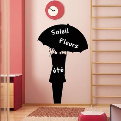 Ambiance Sticker Lavagna in ardesia - Adesivi da parete adesivi cancellabili, da donna con un ombrello, altezza 165 x larghezza 105 cm