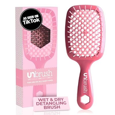 FHI HEAT UNbrush Wet & Dry Vented Detangling Hair Brush, Rose Dark Pink