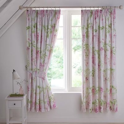 Dreams & Drapes Cortinas Plisadas con Flores Rosas (168 x 183 cm), diseño de Flores Rosas