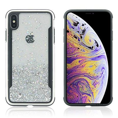 Xyamzhnn HNZZ Caja del teléfono, de Carbono polvera del Brillo del Oro, for el iPhone XS MAX (Color : Silver)