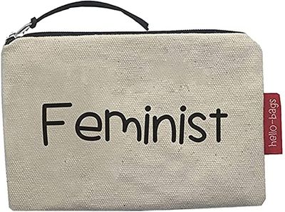 Hello-Bags. Coin Purse/Small Pouch. Exterior: 100% Cotton. Includes Zipper and Lining. Packed in a Gift Kraft Envelope. Model: “Feminist”. Color: Ecru. Measurements: 14 * 10 cm.