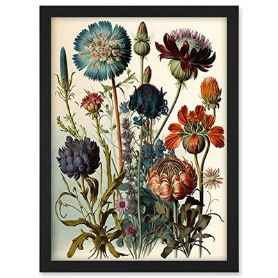 Artery8 Vintage Botanical Illustration Ernst Haeckel Inspired Plant Study Modern Watercolour Painting Artwork Framed A3 Wall Art Print