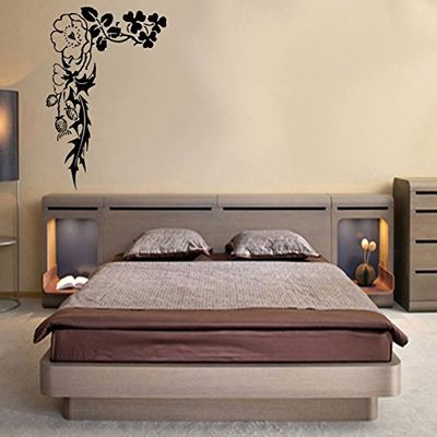 Stickers Branche Fleurie - Turquoise, L 120cm x H 180cm