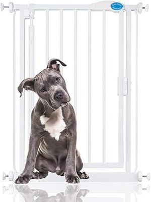 Bettacare Auto Close Pet Gate, 61cm - 66.5cm, White, Extra Narrow, Narrow Pressure Fit Stair Gate for Dog & Puppy, Safety Barrier for Narrow Doors Hallways and Spaces, Easy Installation