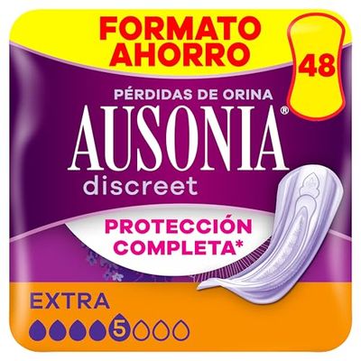 Ausonia Discreet Compresas Extra, Pack de 48, Para Pérdidas De Orina Para Mujer, Protección Completa*, Discreción Increíble