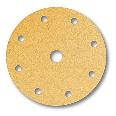 Mirka Gold universellt sandpapper sliprondeller Ø 150mm / Kardborreband / 9-hål / P60 / 50 st/För slipning av gips, spackel, spånskivor, trä, lack