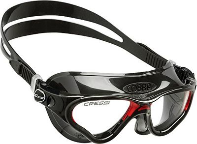 Cressi Cobra Óculos de natação, unissexo, preto/vermelho-Lente clara, tamanho único