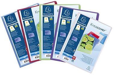 Exacompta - Ref 5739E - Kreacover Collection - Semi-Rigid Opaque PP Display Book - 240 x 320mm in Size, Suitable for A4 Documents, 30 Pockets - Assorted Colours (Pack of 12)
