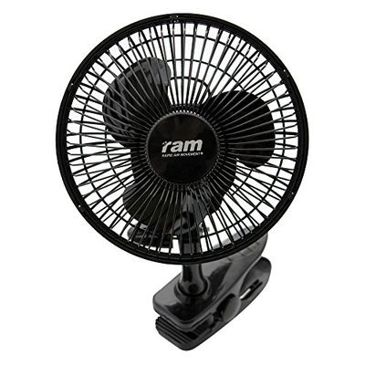 RAM Eco - Ventilador con Clip de sujeción y Transformador, 150 mm, 6 Pulgadas, 5 w, 14.5 x 20.5 x 19.5 cm, Color Negro