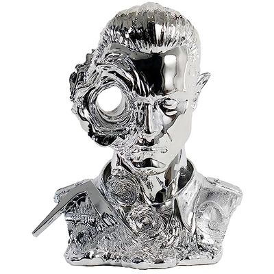 PUREARTS TERMINATOR - T-1000 Liqu. Metalen Masker - Beeldje 29x36x44cm'