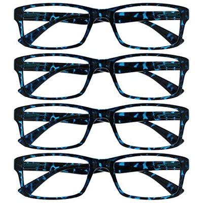 OPULIZE The Reading Glasses Company Blue Tortoiseshell Readers Value 4 Pack Mens Womens UVR4092BL +3.00