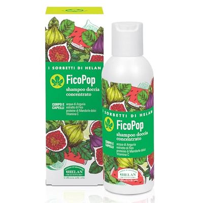 Helan I Sorbetti FicoPop - Men's and Women's Concentrated Shampoo and Shower Gel with Vitamin C, Sweet Almonds, Watermelon and Fig - Gentle Body and Hair Shower Gel with Natural Ingredients, 150 ml