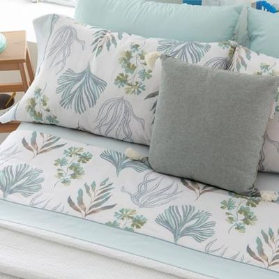 Burrito Blanco | Juego de sábanas | Cama de 90cm (+Medidas Disponibles) | Poliéster 50% Algodón 50% | Diseño 136 | Color Agua (90x190/200cm)
