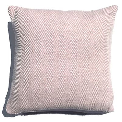 StylemyBedroom Coperta o cuscini in 100% cotone con motivo a spina di pesce, per divano o letto, colore rosa cipria