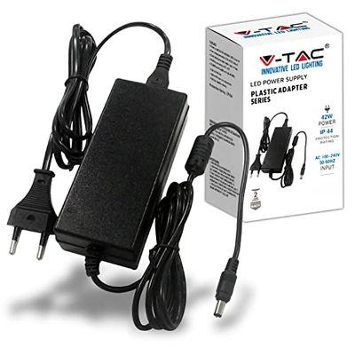 V-TAC Alimentatore 12V 42W 3,5A con Jack 2.1 per Telecamere, Strisce LED, Modem - Trasformatore 12V Plug&Play con Spina Corrente Casa per Schermi, Apparecchiature Elettroniche - Input AC 100-240V