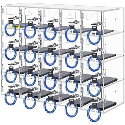 VEVOR Casier de Rangement pour Téléphone Portable 20 Emplacements Cabine Verrouillable pour Téléphone en Acrylique 53x18x42,5 cm Armoire de Rangement pour Téléphone avec Clés Salle de Réunion Classe