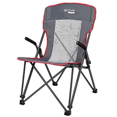 AKTIVE Chaise Pliante de Camping Pliante Anti-Renversement avec accoudoirs, Dimensions 59 x 68 x 97 cm, Stable et Portable, avec Grille, Accessoires de Camping, chaises Pliantes (63029)