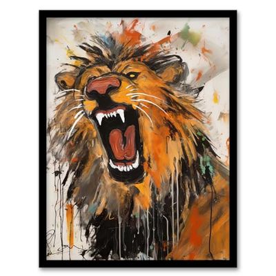 Artery8 The Circus Lion Roars Painting By Tom Jones Artwork Framed Wall Art Print A4