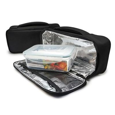 Nerthus FIH 431 Black Insulated Lunch Bag With 1 Pocket With Hermetic Containers