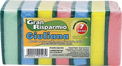 La Briantina Spugne con Fibra Abrasiva Giuliana, Resistenti e ad Alta Intensità, Confezione da 7 Pezzi