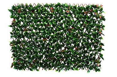 GreenBrokers Traliccio artificiale da parete in salice verde espandibile, con foglie verdi e rosse, ideale per casa, ufficio, vita all'aperto, resistente ai raggi UV (1 m x 2 m)