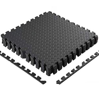 Bakaji Multifunctionele vloermat van EVA-schuim, afmeting 60 x 60 cm, kleur: zwart, 4 stuks