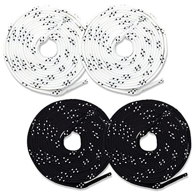 Franklin Sports Hockey Skate Laces - Set of 2 Non-Waxed Pairs - White + Black Unwaxed Ice Hockey Laces - Molded Tips - 84"