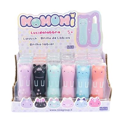 Nice Group - MOMOMI Kuchibeni Lipstick, 1 Lucidalabbra Gatto Trasparente e con Fragranza a sorpresa