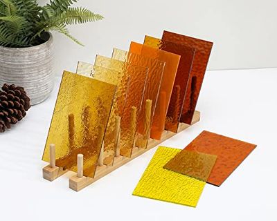 Lanyani 10 hojas de vidrieras transparentes, 4 x 6 pulgadas, vidrio catedral texturizado de colores para manualidades de mosaico de vidrio, ámbar