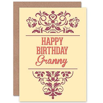 Wee Blue Coo Tarjeta de felicitación para cumpleaños con Texto en inglés Happy Grandny