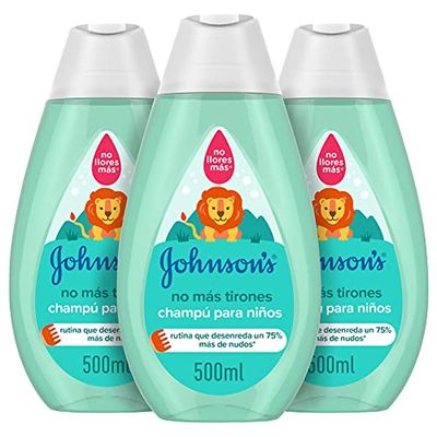 Johnson's Shampoo sem mais puxões para crianças, deixa o cabelo macio, liso e fácil de pentear - 3 x 500 ml