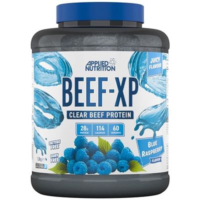 Applied Nutrition Beef XP - Clear Hydrolysed Beef Protein Isolate, Fruit Juice Style, Dairy Free Beef Protein Powder, Lactose Free, Zero Sugar, Low Fat, 1.8kg - 60 Servings (Blue Raspberry)