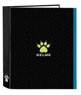 Safta KELME IRON - Cartella a 4 anelli, ideale per bambini di diverse età, comoda e versatile, qualità e resistenza, 27 x 6 x 33 cm, Nero, M, Casual
