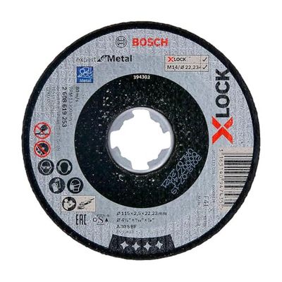 Bosch 1x PRO Metal Longlife Cutting Disc for Small Angle Grinder and X-Lock, M14/22.23 mm (for Steel, Ø 115 mm, Professional Accessory Small Angle Grinder)