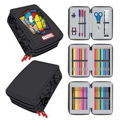 CERDÁ LIFE'S LITTLE MOMENTS - Trousse Scolaire 3 Compartiments des Avengers | Comprend Toutes les Fournitures Scolaires Nécessaires - Licence Officielle Marvel