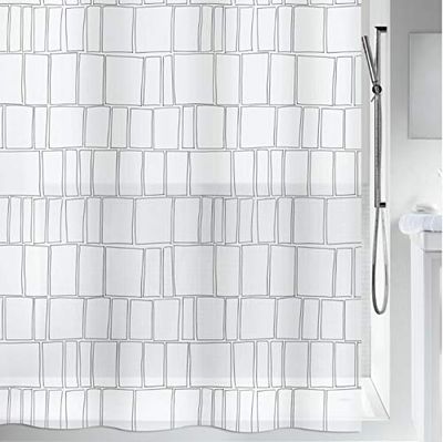 Spirella 180 x 200, Negro colección Construct, Cortina de Ducha Textil, 100% Polyester, PEVA