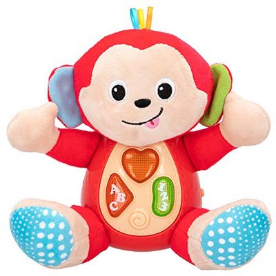winfun 46507 - Peluche Mono Interactivo con luz y Sonido, Peluches educativos para bebés, Monito Canta y Aprende, A Partir de 3 Meses, Pilas Incluidas, Juguetes y Regalos Primera Infancia