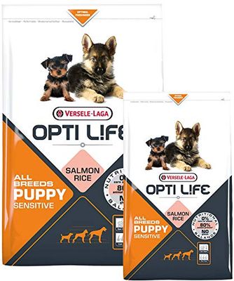 Opti Life Puppy Sensitives Mono-Protein Trockenfutter mit Lachs, für Welpen Aller Größen, 2,5 kg