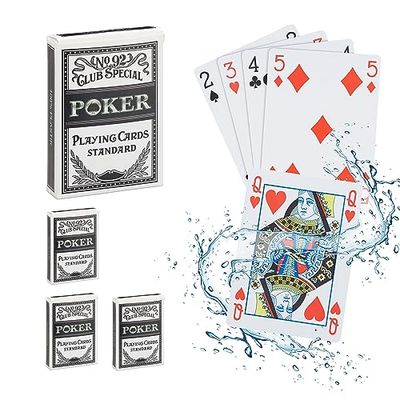 Relaxdays pokerkaarten, 4 decks à 54 kaarten, incl. joker, waterdicht, geplastificeerde speelkaarten, bridge, kleurrijk
